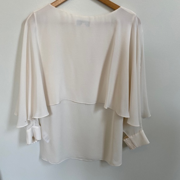 RACHEL ZOE Cream Ruffled Cut Out Blouse - Picture 11 of 14